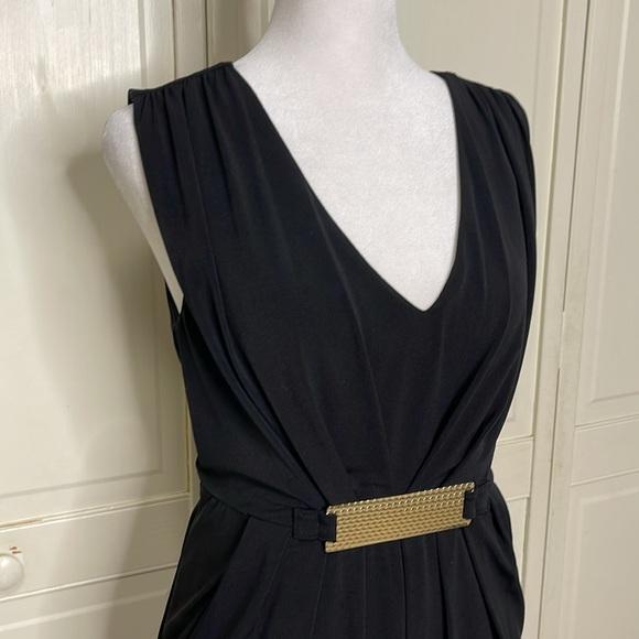 Thalia Sodi Black Sheath Knee Length Dress with Belt Accent Women's Size S - Picture 2 of 11